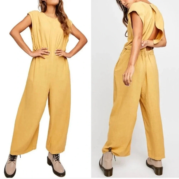 Free People Heat Wave Open Back Jumpsuit NWT